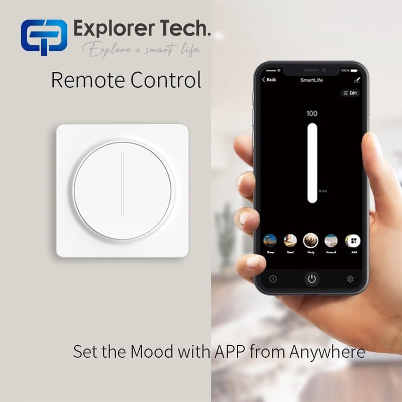 Smart Dimmer Switch, Tuya Smart WiFi Light Switch, Remote Control Smart Touch Dimmer Wall Switch